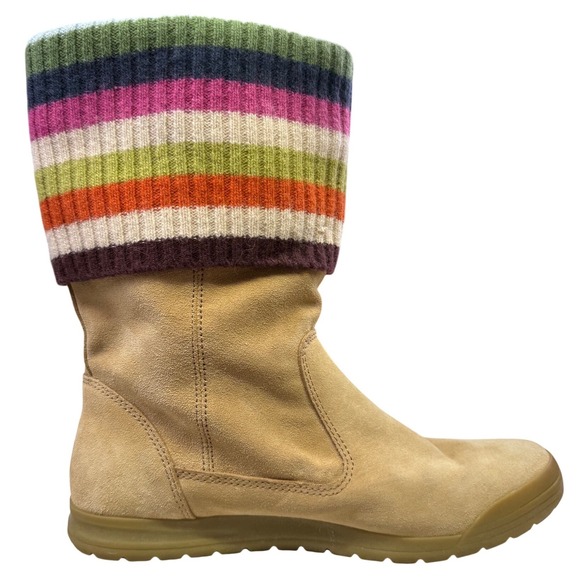 Coach Tatum Q247 Boots Womens 8M Tan Suede Wool Knit Cuff - Picture 7 of 11